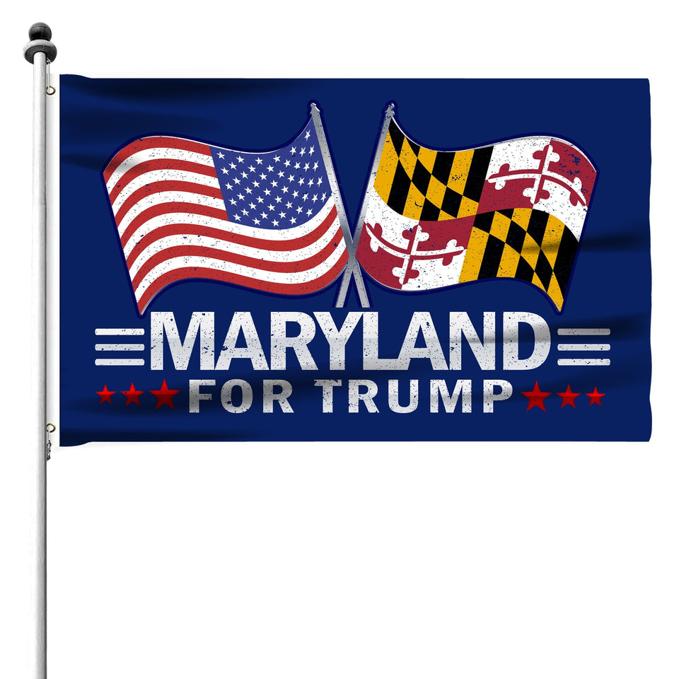 Maryland For Trump Flag and Hat Bundle - Includes 1 Maryland for Trump Hat and 3 unique Trump 2024 flags