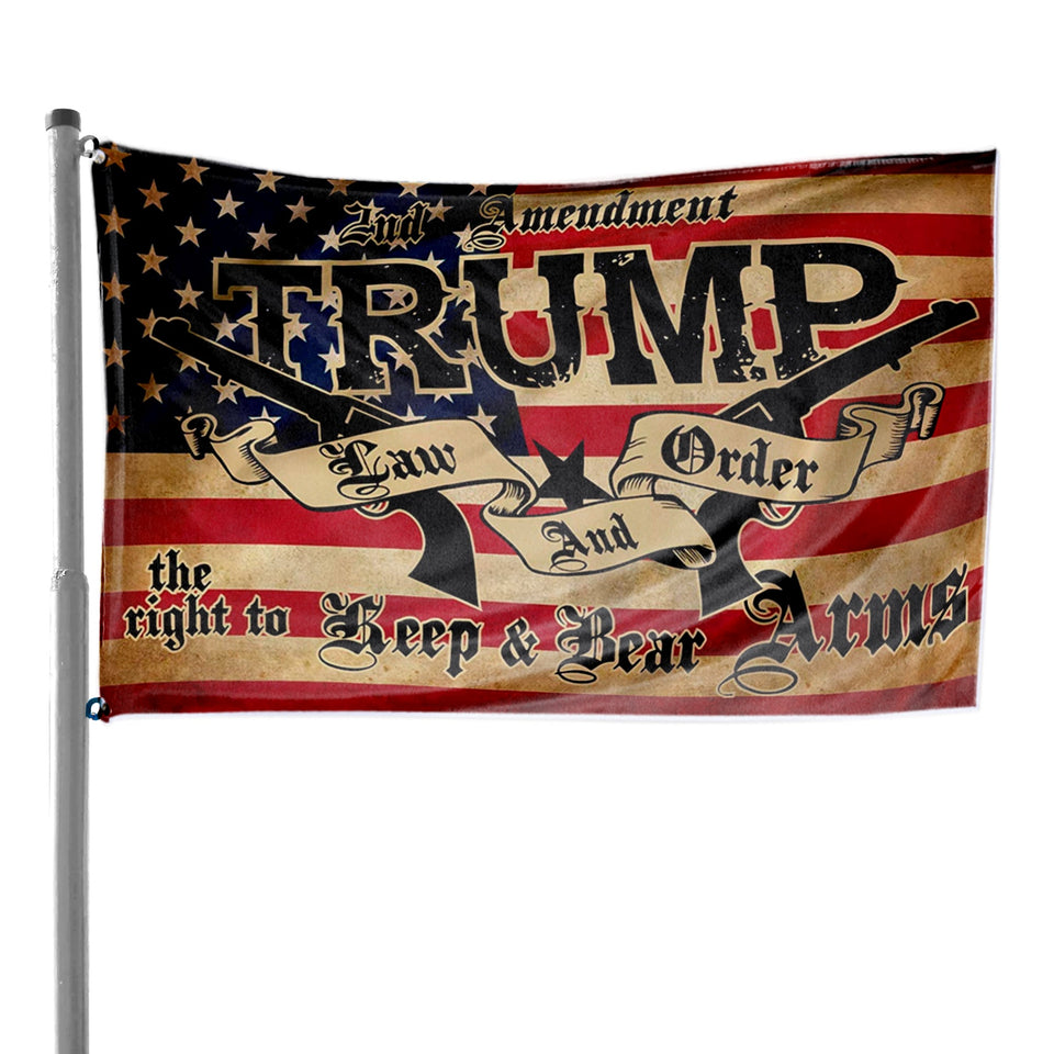 Trump Law & Order Second Amendment 3 x 5 Flag