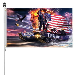 Trump on a Tank Keep America Great 3 x 5 Flag
