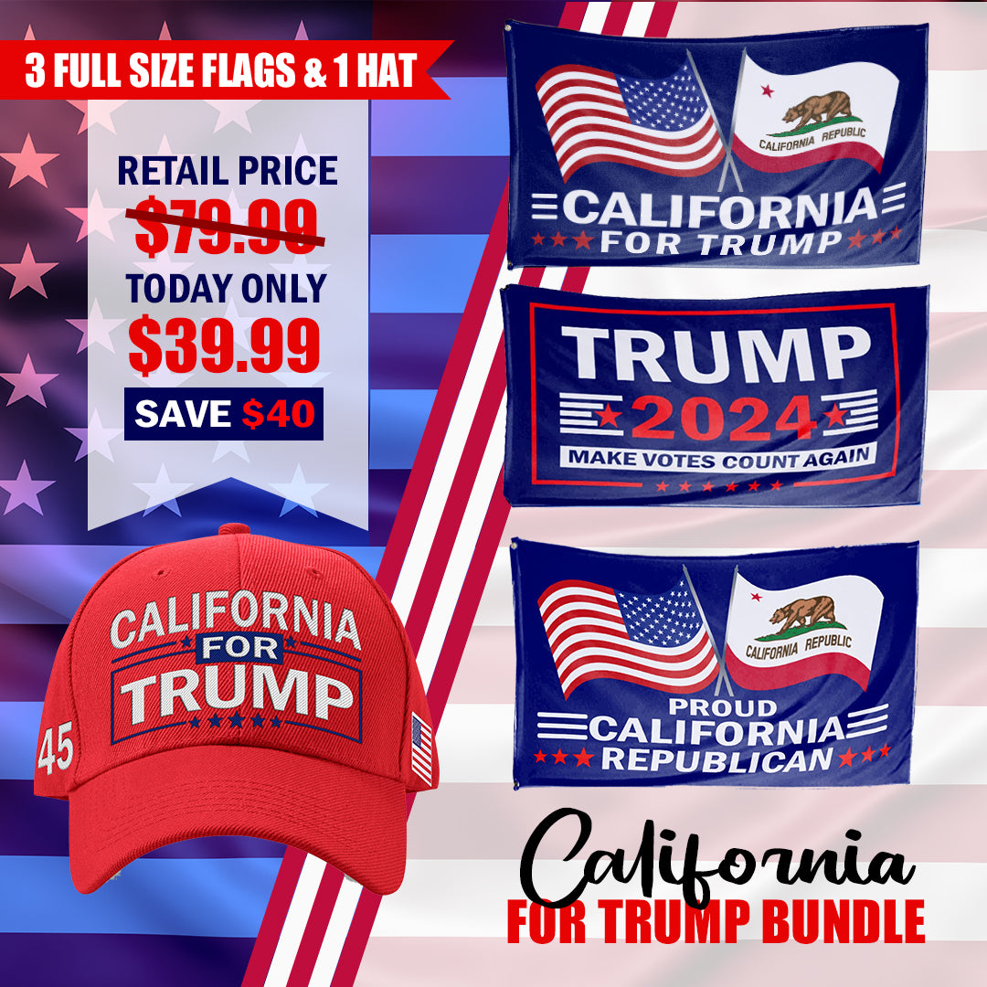 California For Trump Flag and Hat Bundle - Includes 1 California for T ...