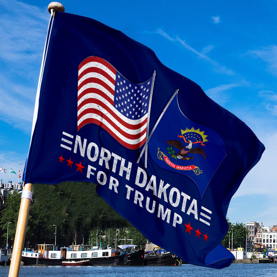 North Dakota For Trump 3 x 5 Flag - Limited Edition Dual Flags
