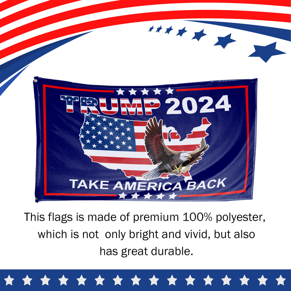 Trump 2024 Take America Back Blue Flying Eagle 3 x 5 Flag