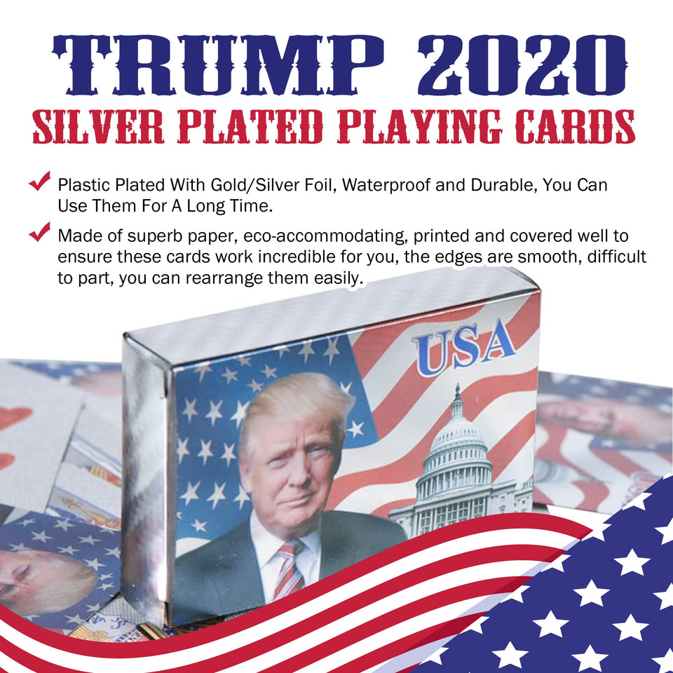 Trump 2020 Silver Plated Playing Cards