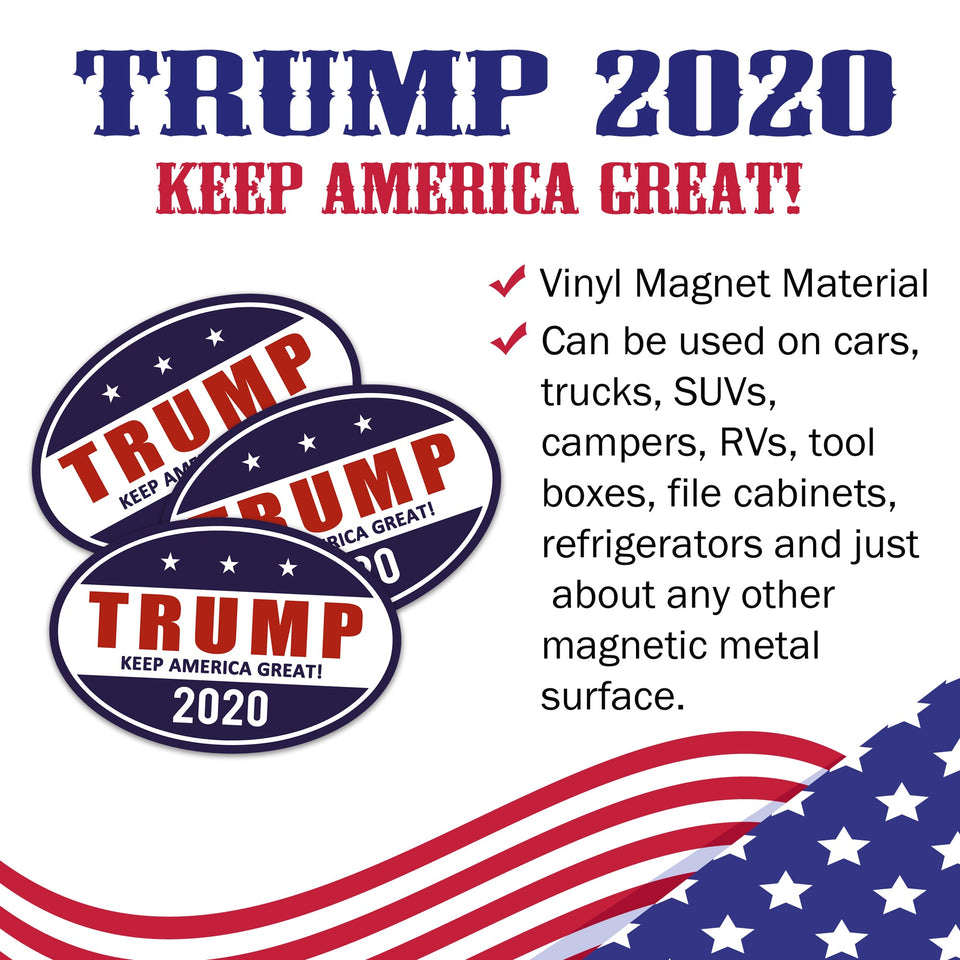 Trump 2020 Make America Great Oval Shaped Car Magnet