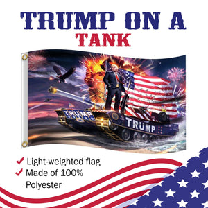 Trump on a Tank Keep America Great 3 x 5 Flag
