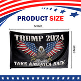 Trump 2024 Take America Back Black Attack Eagle  3 x 5 Flag