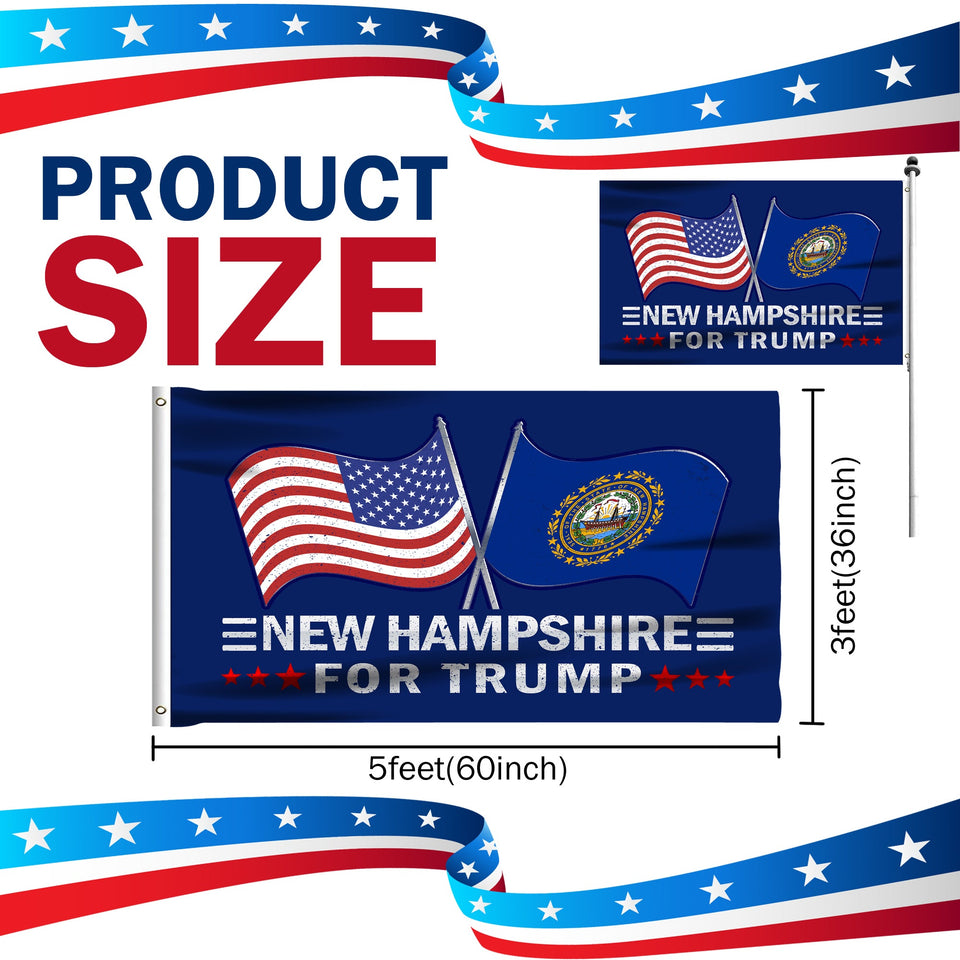 New Hampshire For Trump 3 x 5 Flag - Limited Edition Dual Flags