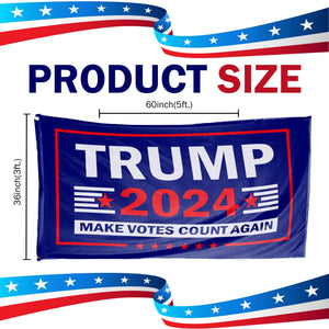 Trump 2024 Make Votes Count Again & Connecticut For Trump 3 x 5 Flag Bundle