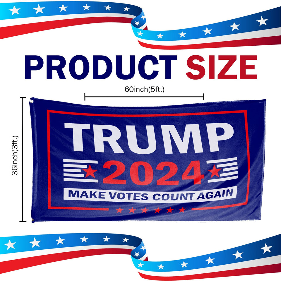 Trump 2024 Make Votes Count Again & North Dakota For Trump 3 x 5 Flag Bundle