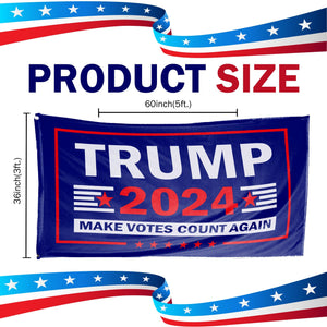 Trump 2024 Make Votes Count Again & Arkansas For Trump 3 x 5 Flag Bundle