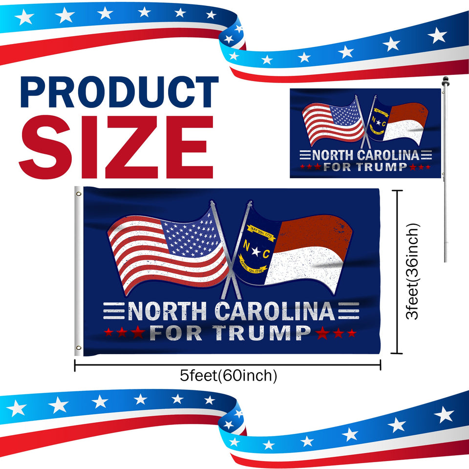 North Carolina For Trump 3 x 5 Flag - Limited Edition Dual Flags