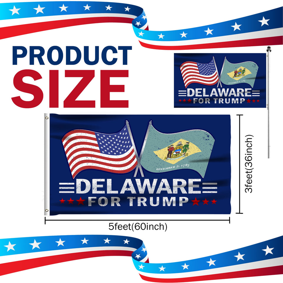 Delaware For Trump 3 x 5 Flag - Limited Edition Dual Flags