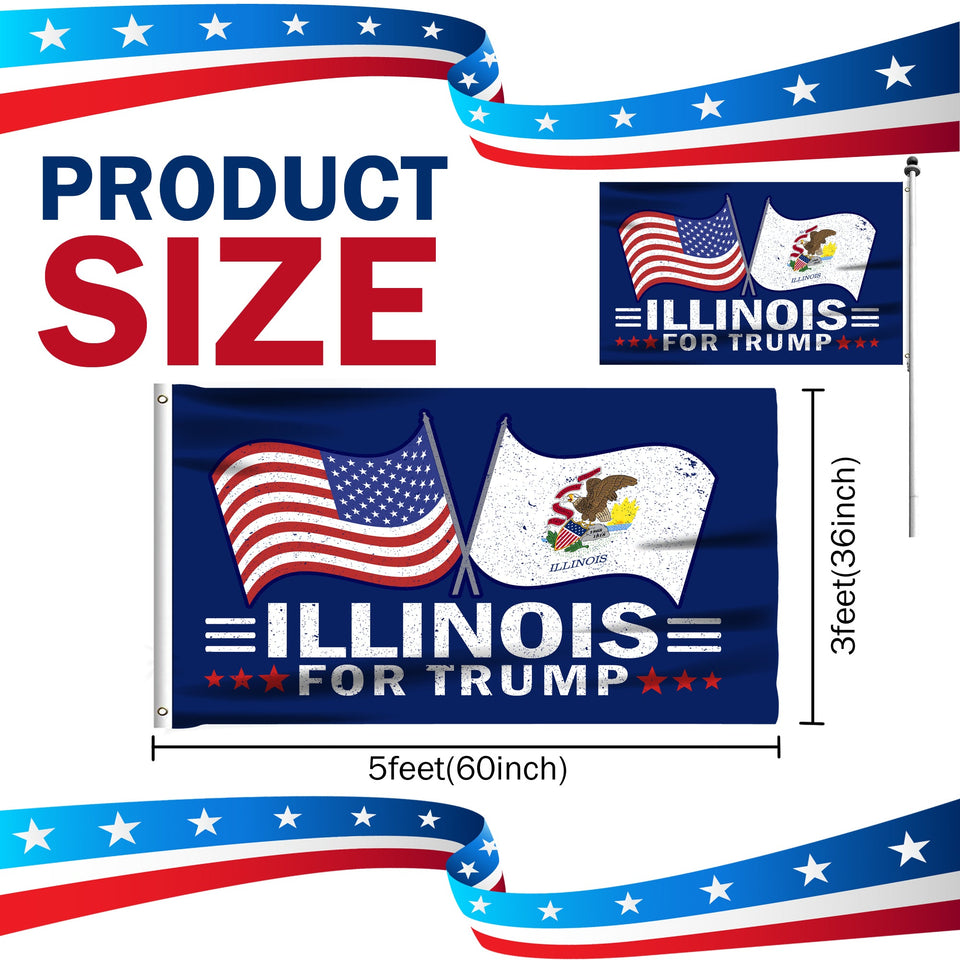Illinois For Trump 3 x 5 Flag - Limited Edition Dual Flags