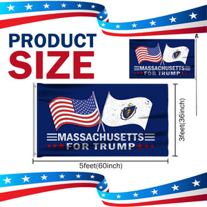 Massachusetts For Trump 3 x 5 Flag - Limited Edition Dual Flags