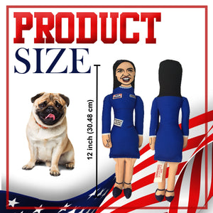 Alexandria Ocasio Cortez Squad Member Tough Plush Dog Chew Toy with Squeaker - Official Republican Dogs