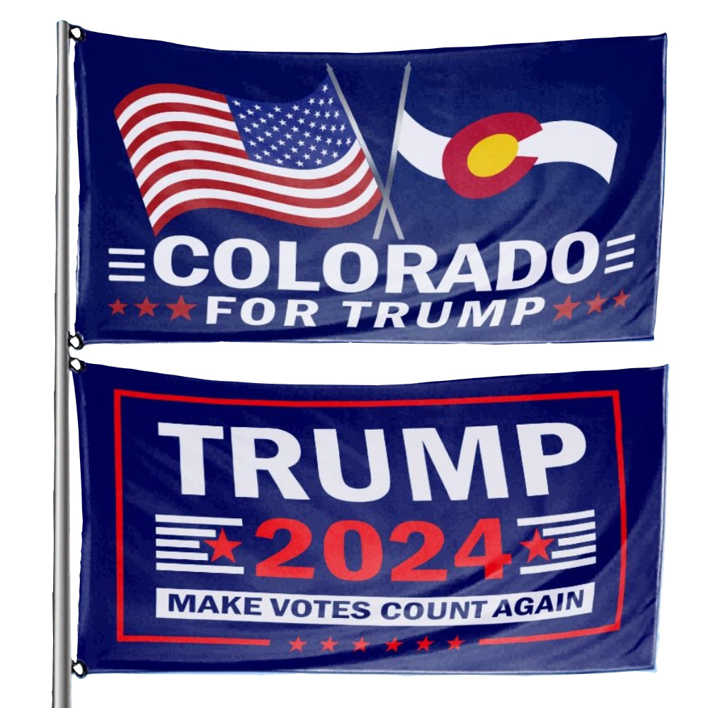 Trump 2024 Make Votes Count Again & Colorado For Trump 3 x 5 Flag Bundle