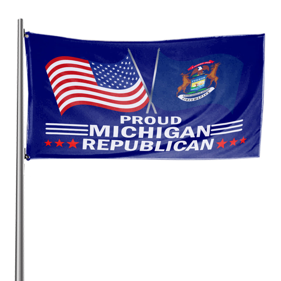 Michigan For Trump Flag and Hat Bundle - Includes 1 Michigan for Trump Hat and 3 unique Trump 2024 flags