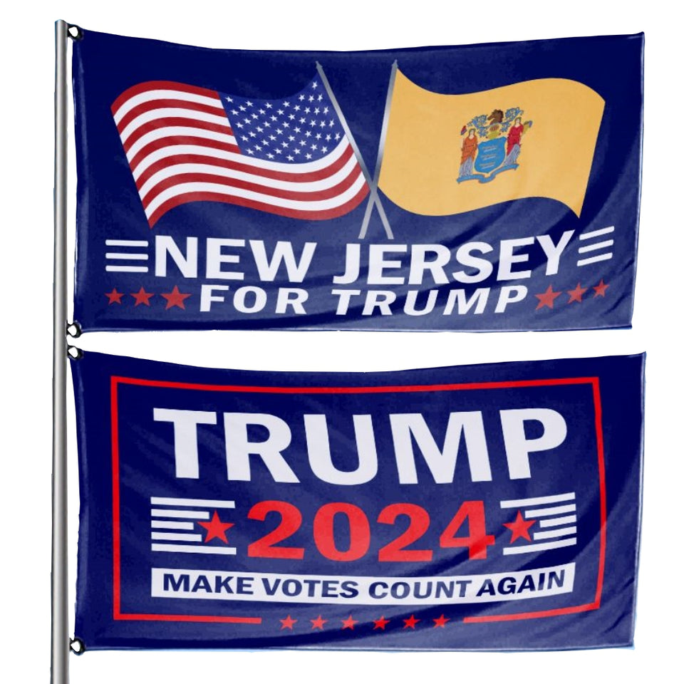 Trump 2024 Make Votes Count Again & New Jersey For Trump 3 x 5 Flag Bundle