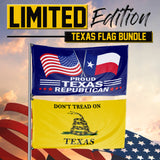 Don't Tread on Texas & Proud Texas Republican 3 x 5 Flag Bundle