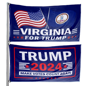 Trump 2024 Make Votes Count Again & Virginia For Trump 3 x 5 Flag Bundle