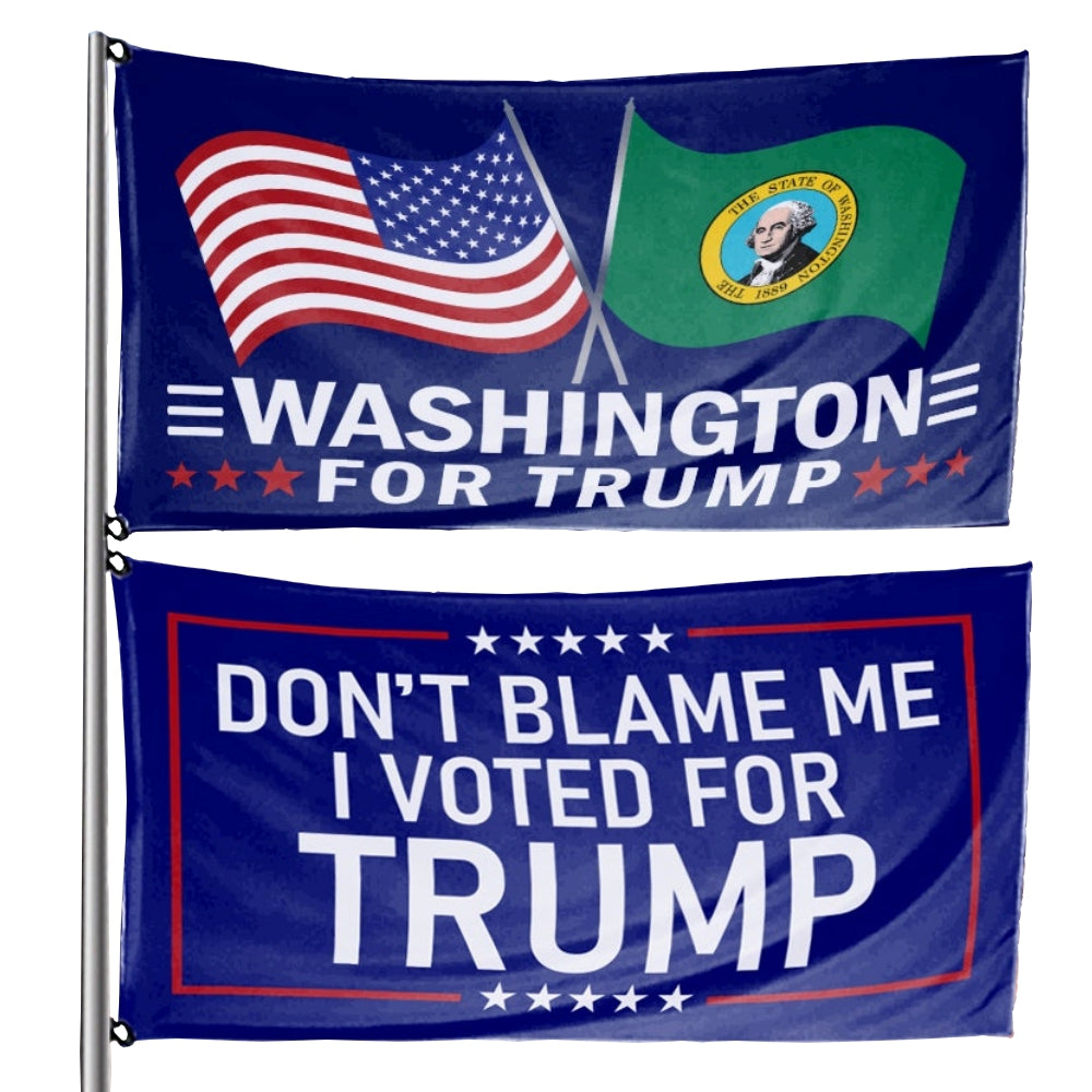 Don't Blame Me I Voted For Trump - Washington For Trump 3 x 5 Flag Bundle