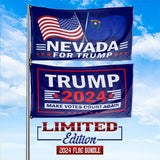Trump 2024 Make Votes Count Again & Nevada For Trump 3 x 5 Flag Bundle