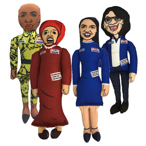 The Squad Includes AOC IIlhan Rashida & Ayanna Pressley Tough Plush Dog Chew Toys with Squeakers - Official Republican Dogs